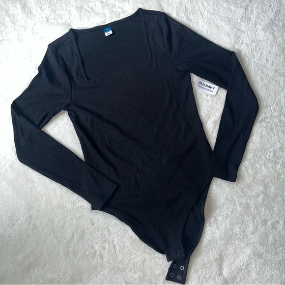 NWT Black Old Navy Bodysuit with Square Neckline - Picture 1 of 10